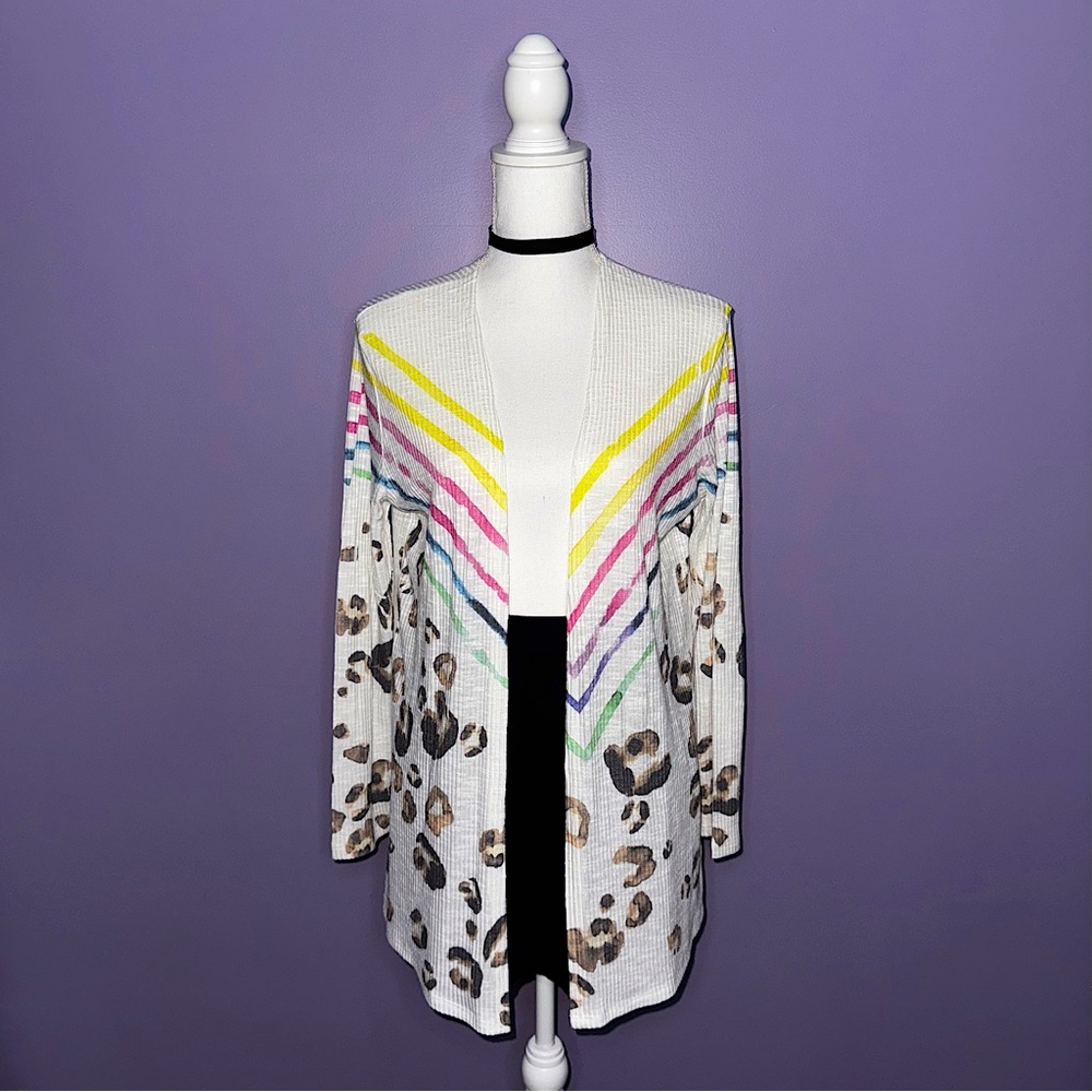 Boutique Leopard Print Multicolor Cardigan